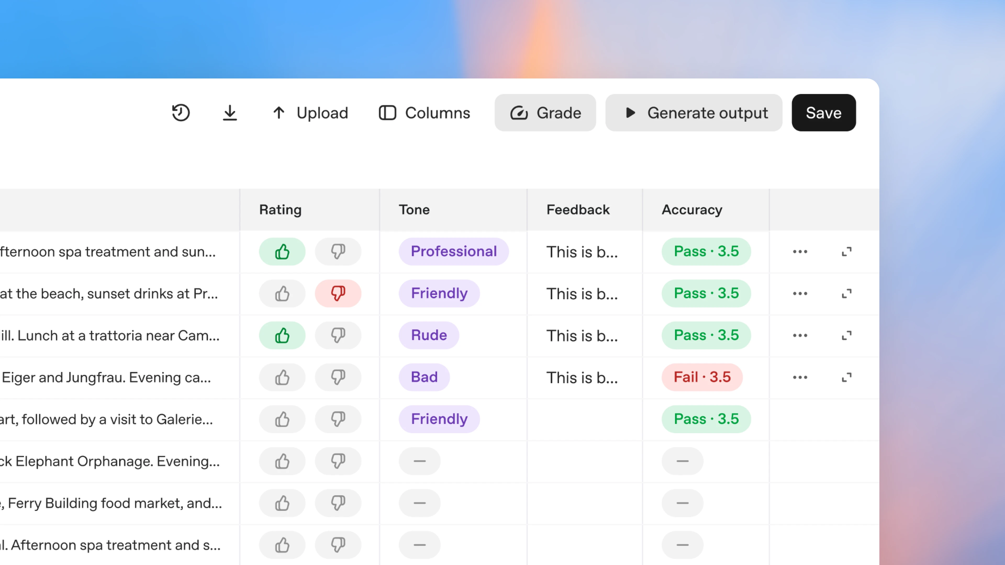 AgentKit's Dataset grading tool. Source: OpenAI - Introducing AgentKit