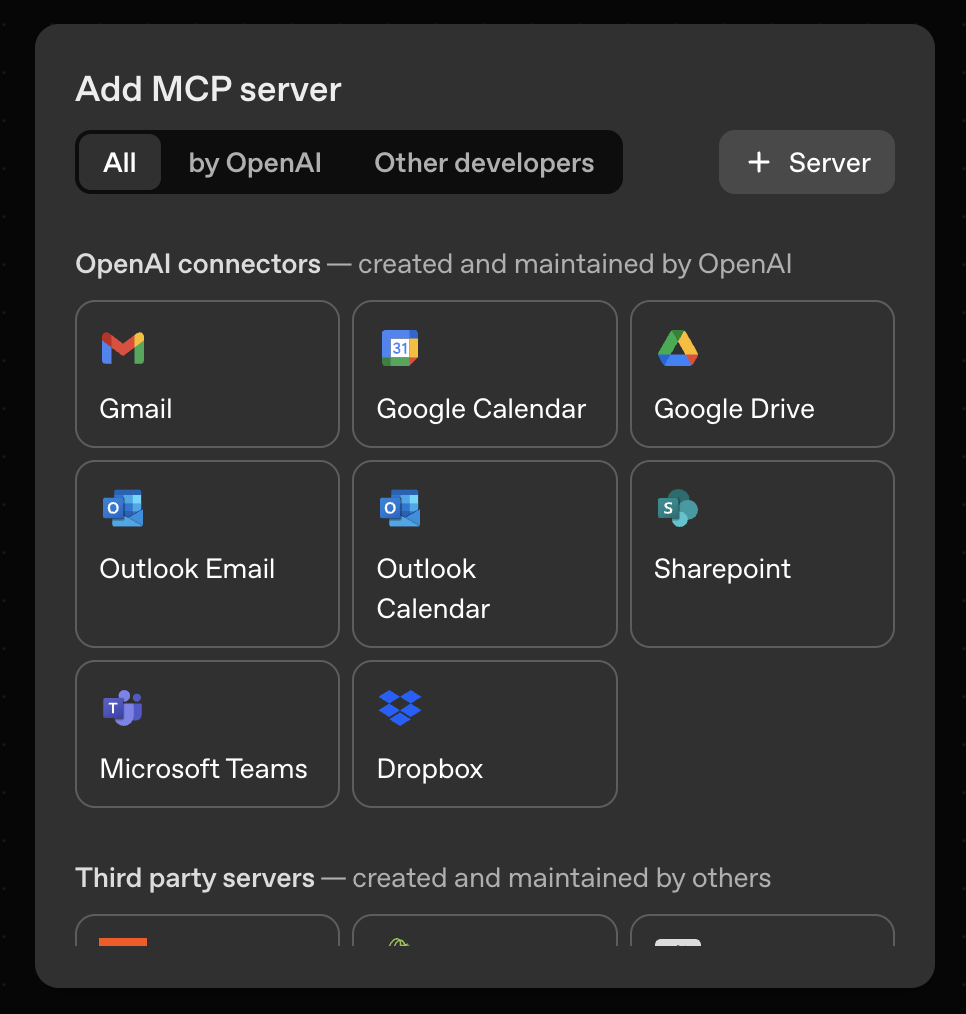 The AgentKit MCP node selector