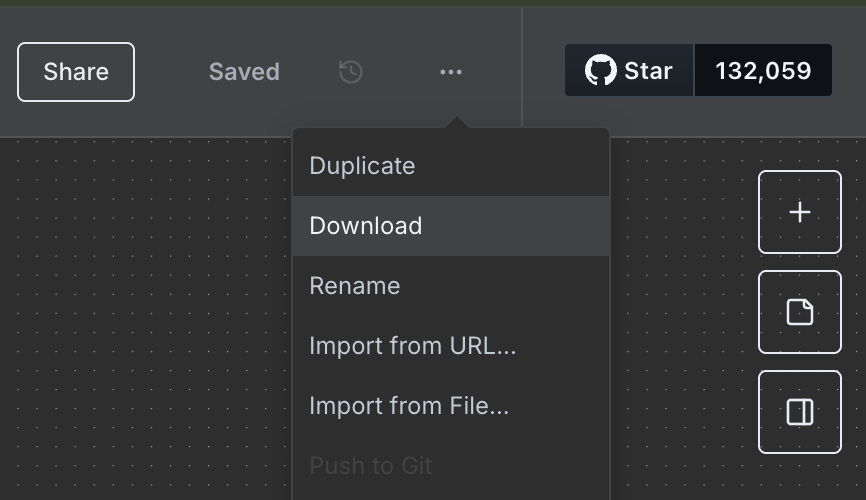 Clicking download will download your workflow as a JSON file