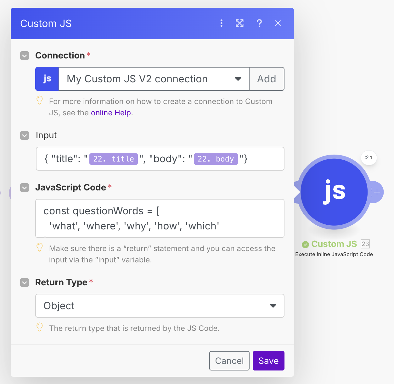 Configuring the CustomJS module