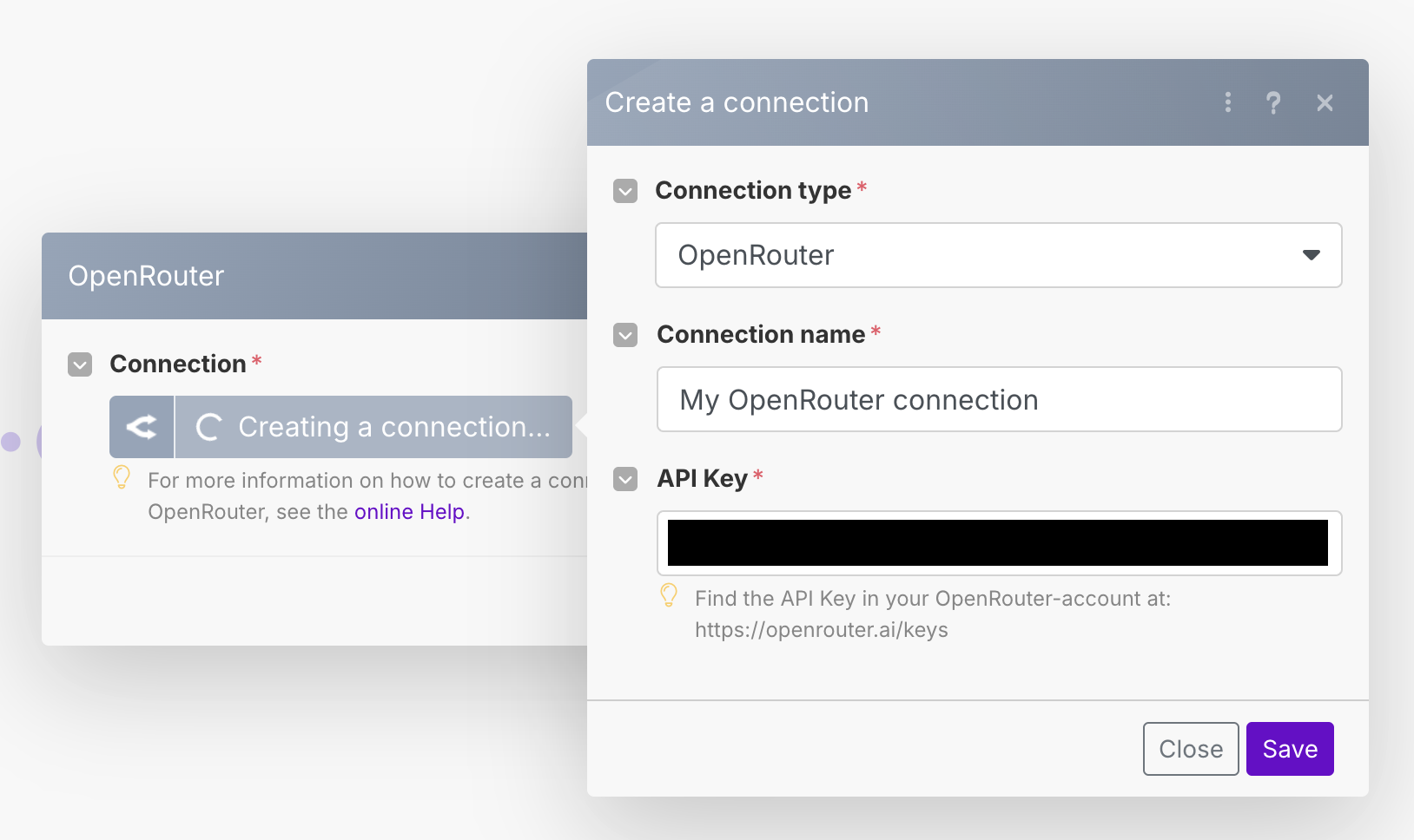 Setting up the OpenRouter credentials