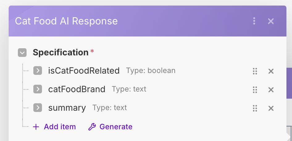 Adding an AI response data structure