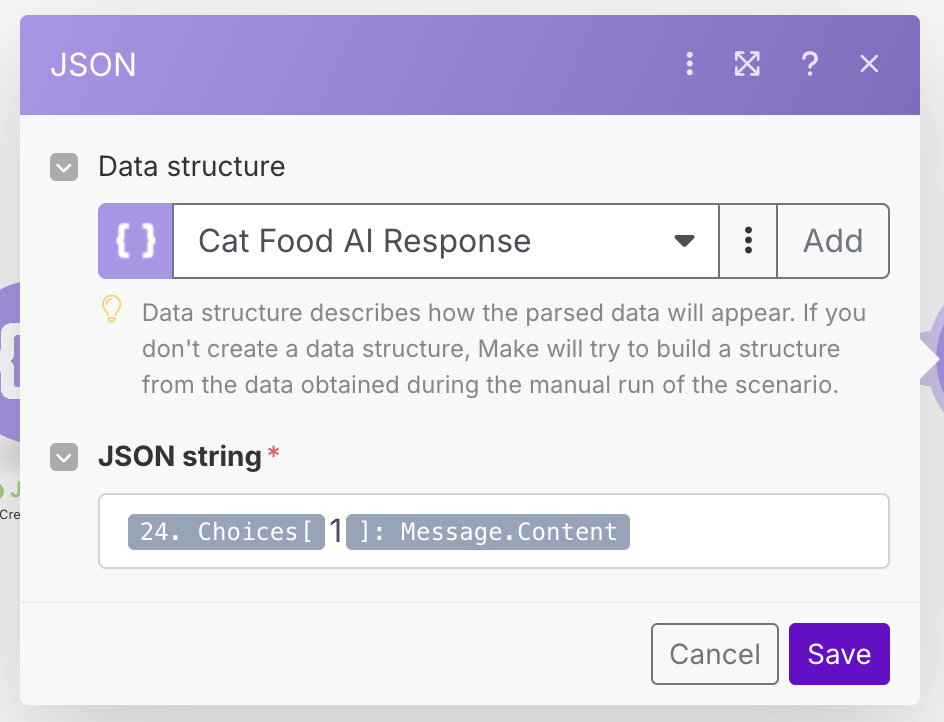 Setting up the JSON string to parse