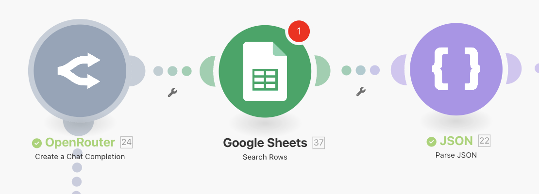 Adding a Google Sheets module for checking for duplicates