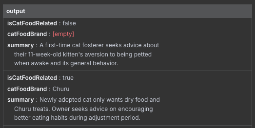 The output of our AI information extraction