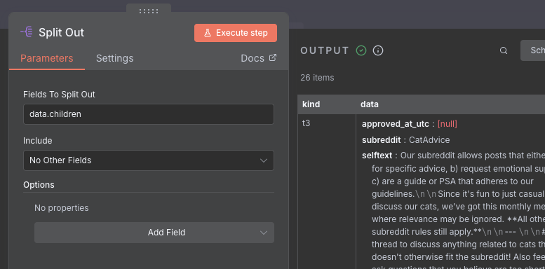 Pulling out the posts from the JSON reply