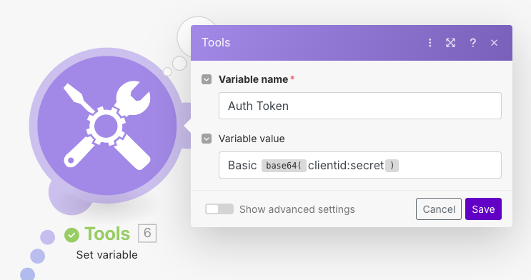 Creating a variable to derive our authorization token