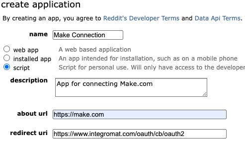 Setting up the Reddit App