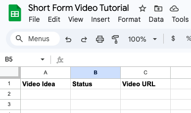 Setting up the sheet
