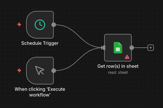 Connecting the google sheets node
