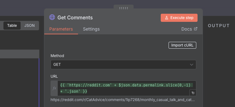 An example of using the JSON endpoints in n8n